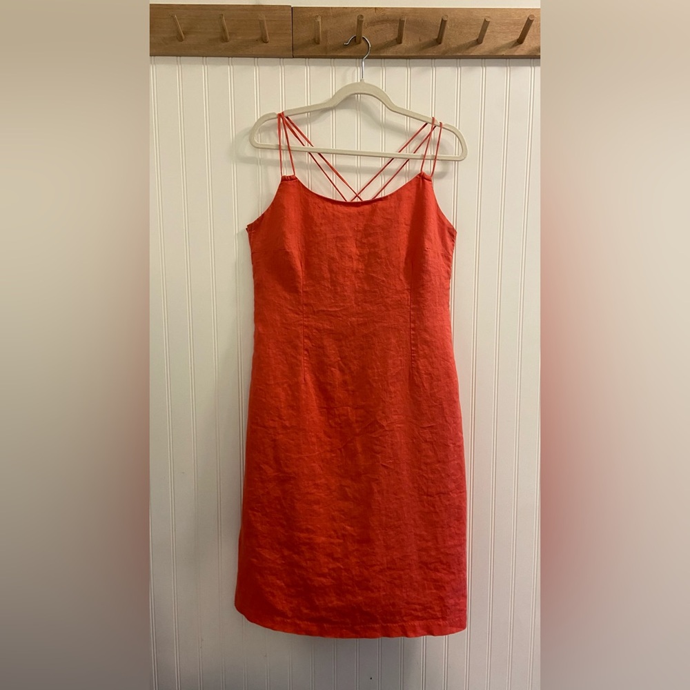 H&M Bright Coral Sleeveless Strappy Midi Dress 14 - Picture 1 of 6